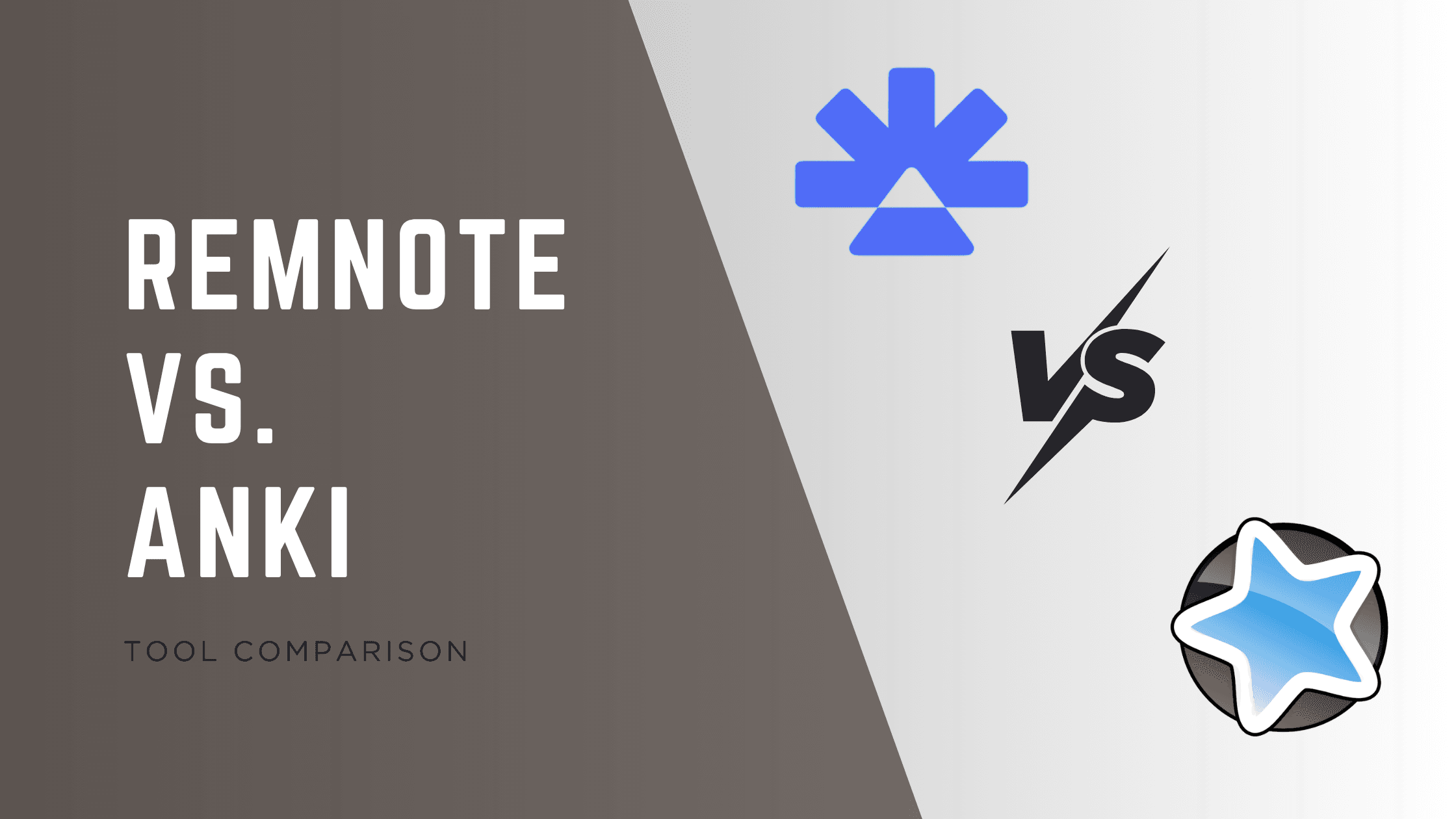 Image showing text "RemNote Vs Anki" along with the logos of both the tools.