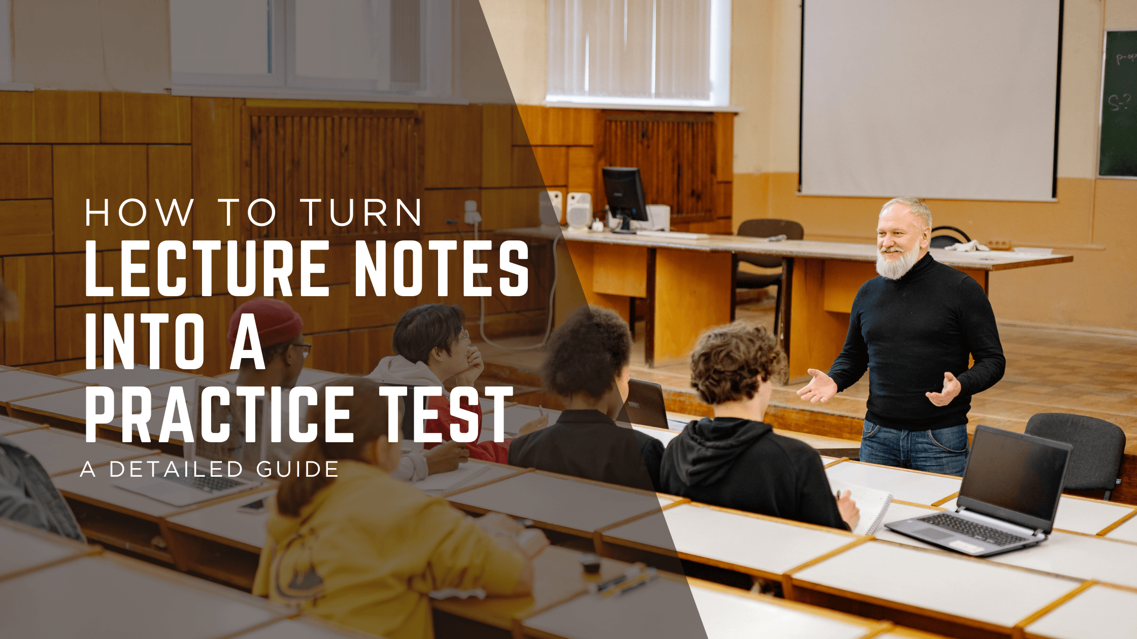 Image showing a professor teaching a class and students taking notes.