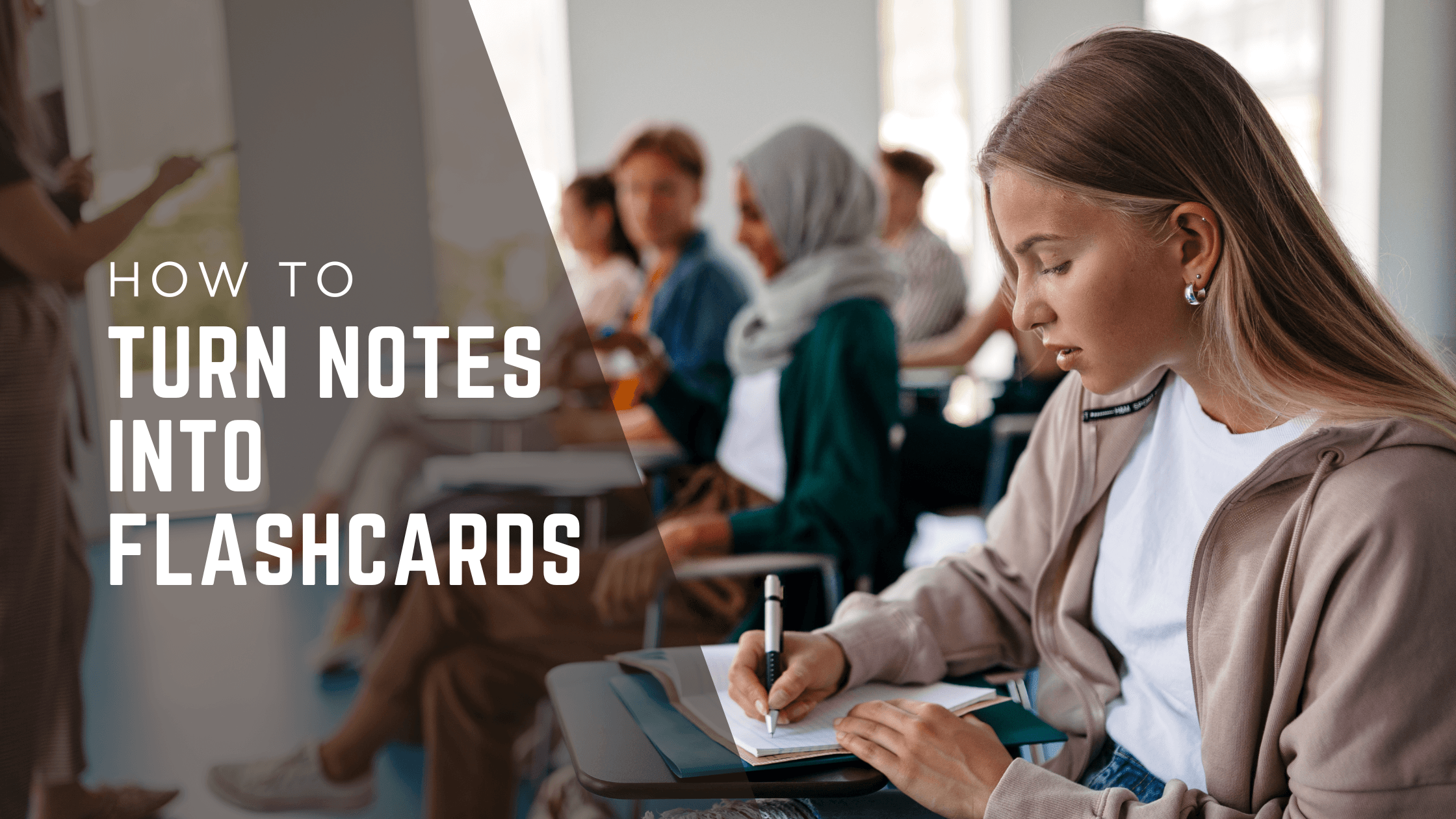 Student making notes in the classroom.